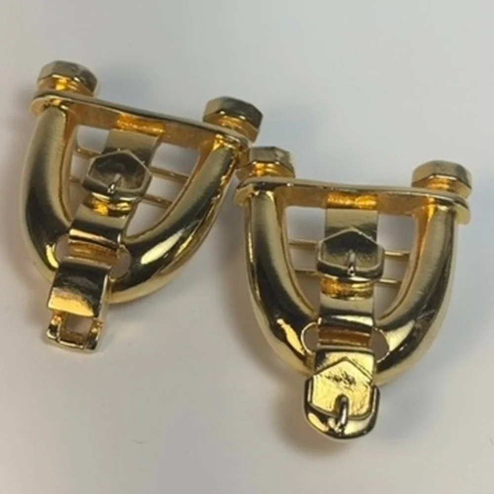 Belt Buckle Vintage Interlocking Horseshoe Gold Tone Statement Mimi di N‎ Signed